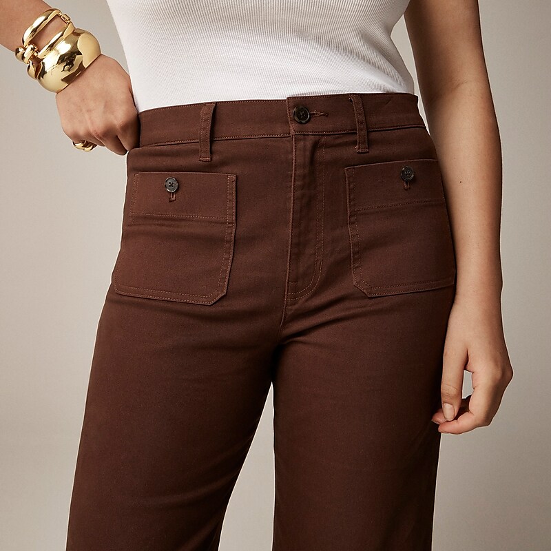 Women's J.Crew Sailor slim wide-leg chino Pants Dark Bark USA HAZPMLF78