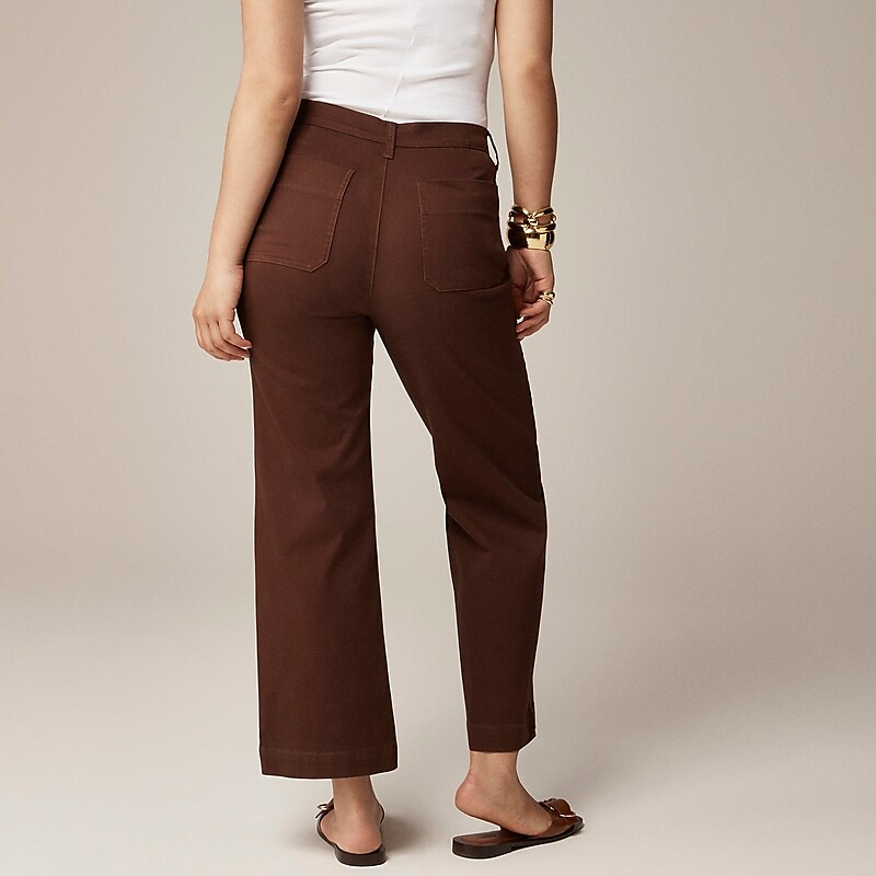 Women's J.Crew Sailor slim wide-leg chino Pants Dark Bark USA HAZPMLF78