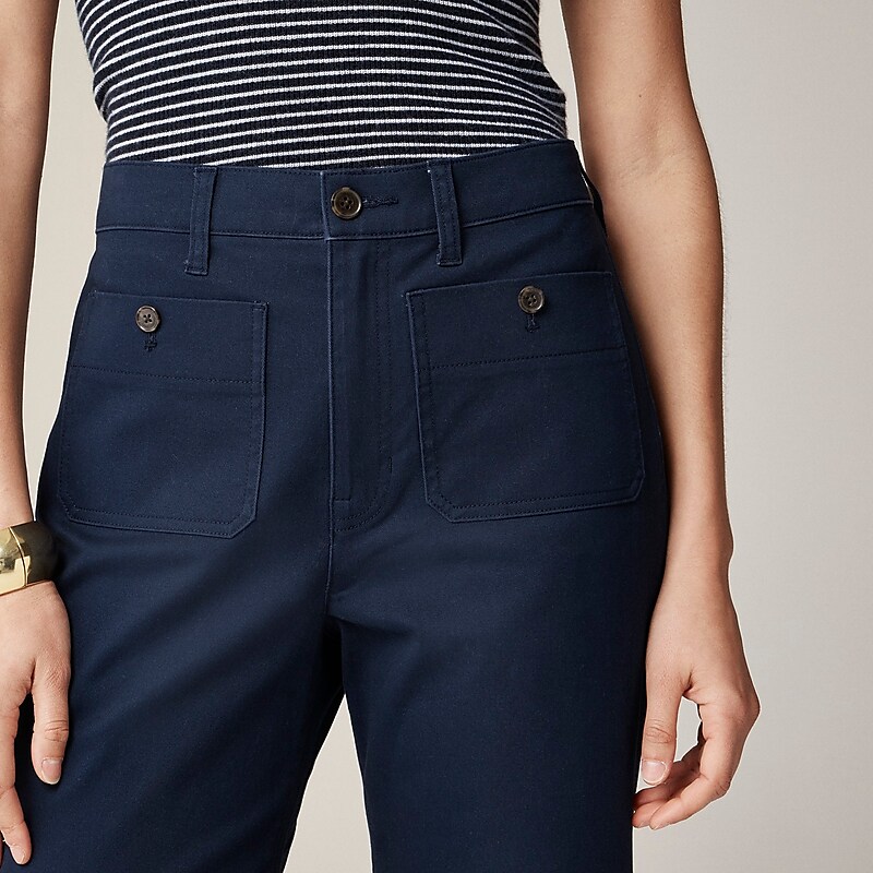 Women's J.Crew Sailor slim wide-leg chino Pants Navy USA TKDYFXQ59