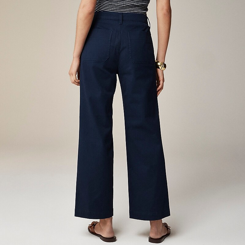 Women's J.Crew Sailor slim wide-leg chino Pants Navy USA TKDYFXQ59