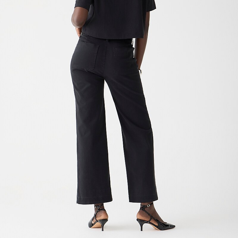 Women's J.Crew Sailor slim wide-leg chino Pants Black USA TEVIAXP50