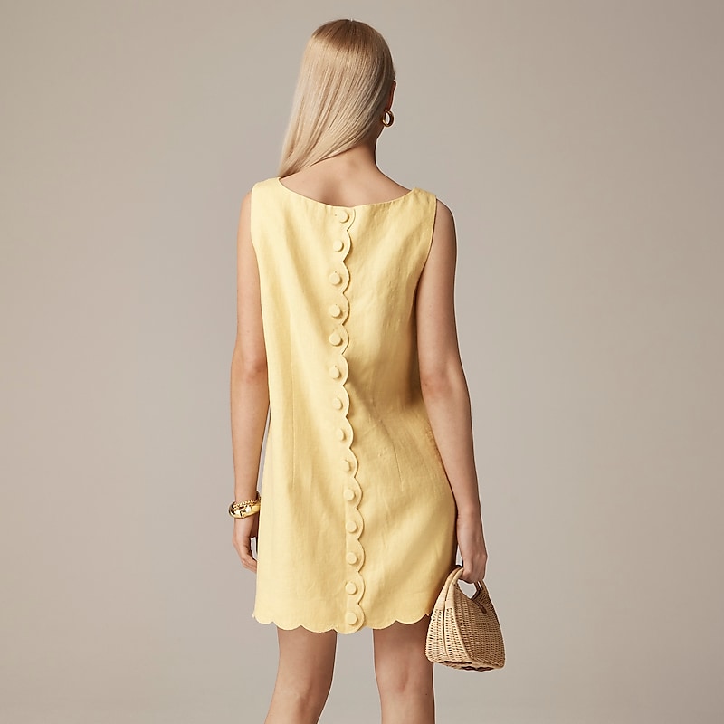 Women\'s J.Crew Scalloped-trim shift Dress Fresh Lemon USA AQCRBLI20