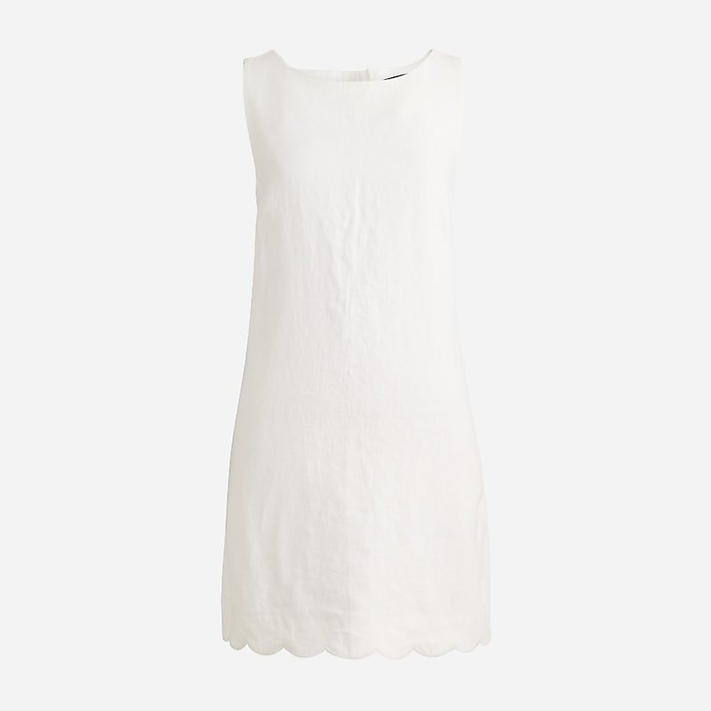 Women\'s J.Crew Scalloped-trim shift Dress White USA RHUPJFQ73