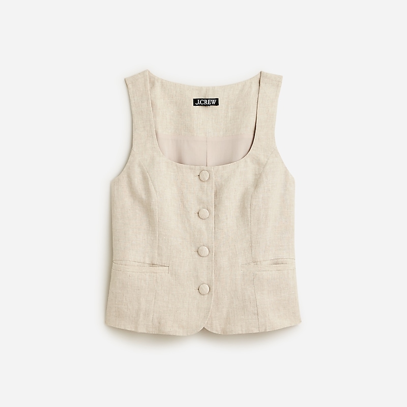 Women\'s J.Crew Scoopneck Vest Flax USA HMRXWAU36