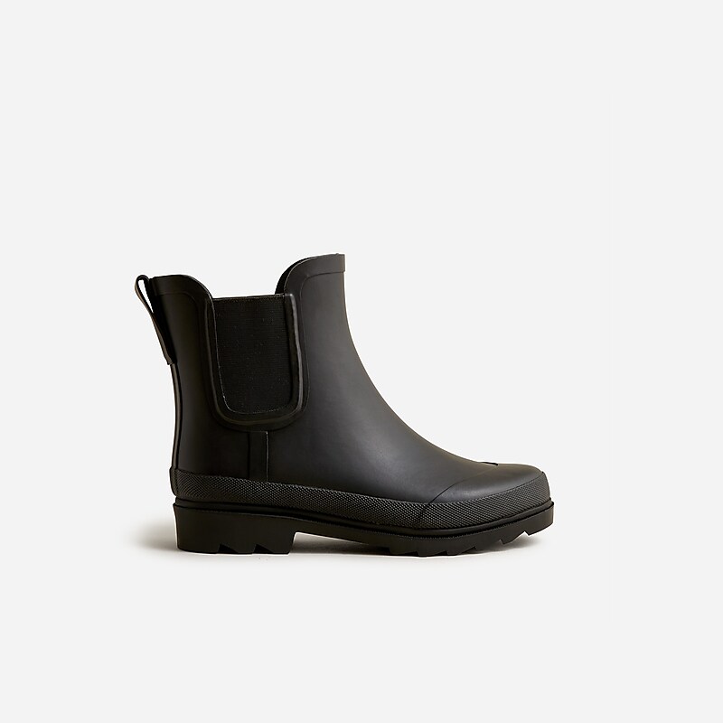 Women's J.Crew Short lug-sole Rain Boots Black USA JTVRADE39