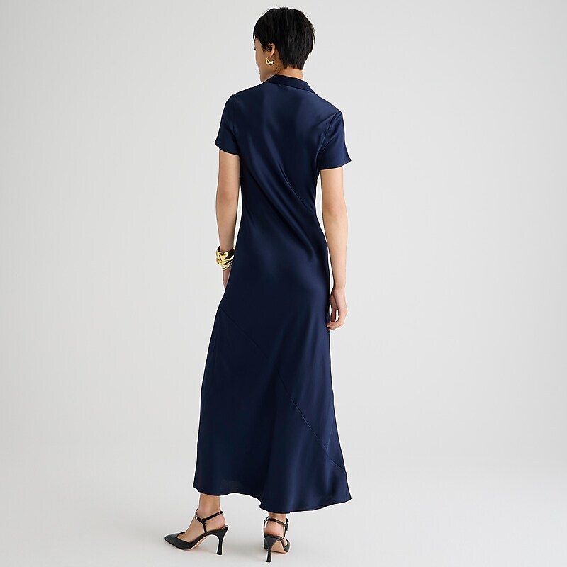 Women's J.Crew Short-sleeve maxi slip Dress Navy USA DGRUKFN18