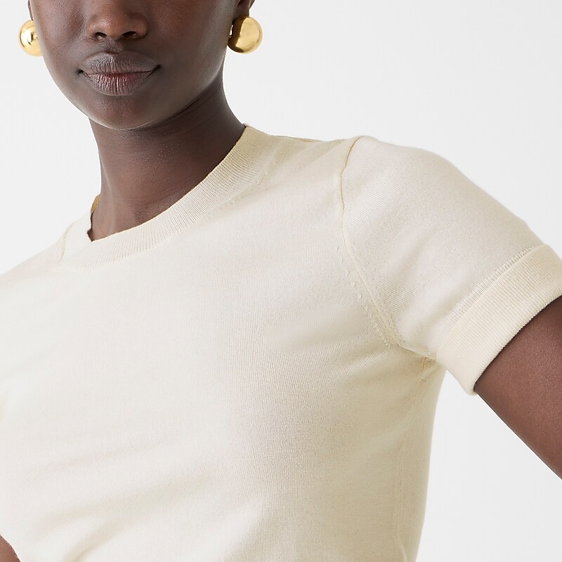 Women's J.Crew Shrunken TENCEL™ lyocell-blend T-shirts Mountain White USA SPITOMZ89