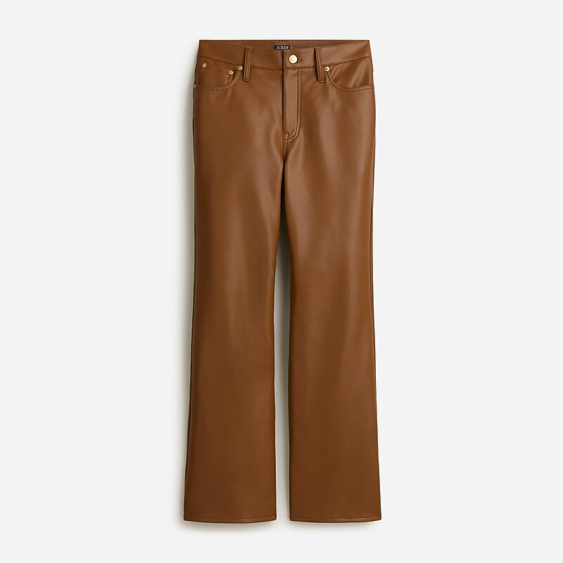 Women\'s J.Crew Slim wide-leg faux leather Pants Rich Coffee USA KAOVHTM25