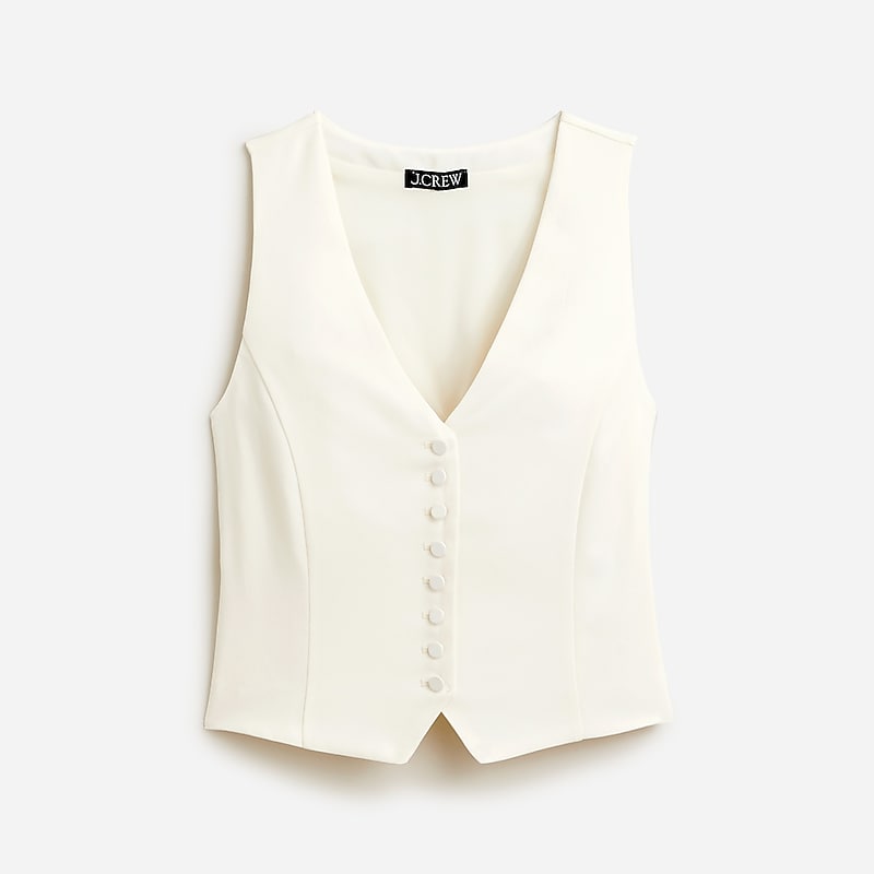 Women\'s J.Crew Slim-fit tuxedo Vest Ivory USA KXEBMAJ12