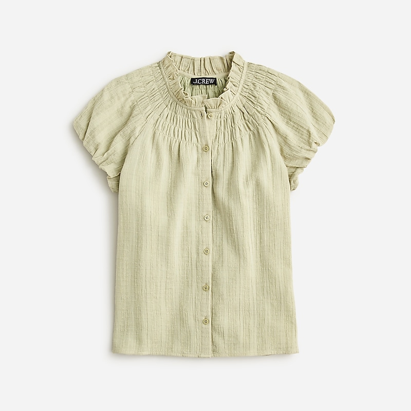 Women\'s J.Crew Smocked-neck Tops Pale Surplus USA BKCXOFS85