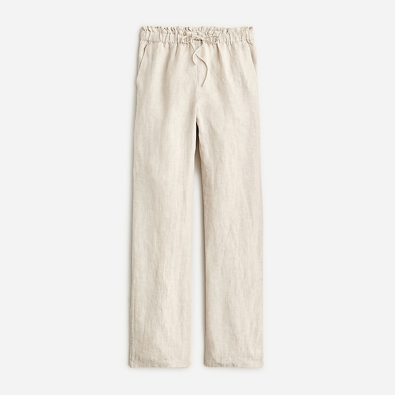 Women\'s J.Crew Soleil striped linen Pants Flax USA JTVDXPO46