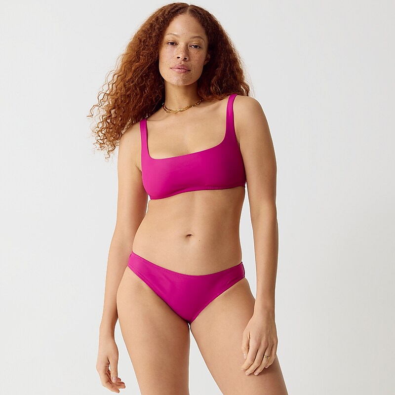 Women's J.Crew Squareneck Bikini Top Magenta Orchid USA FVTADEN58