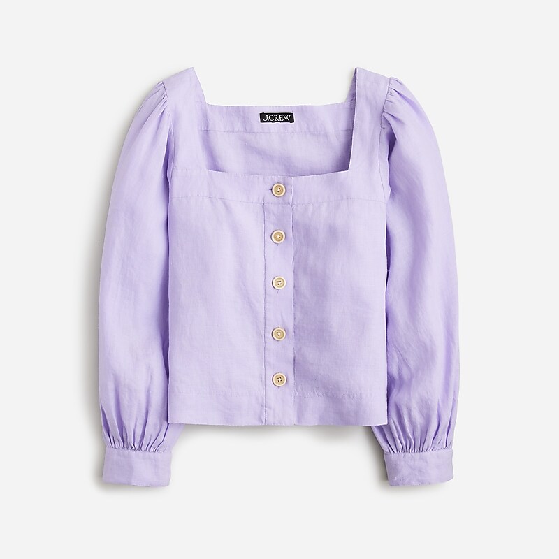 Women\'s J.Crew Squareneck button-up Tops Lavender Jade USA LHMTCGK13