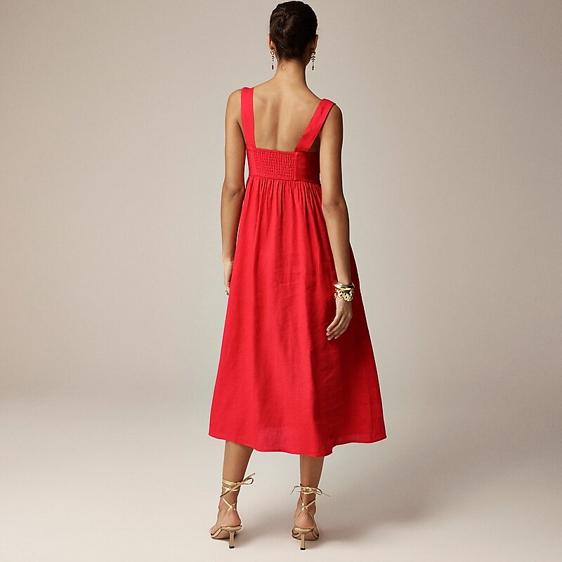 Women's J.Crew Squareneck midi Dress Red USA DAHUBNC96