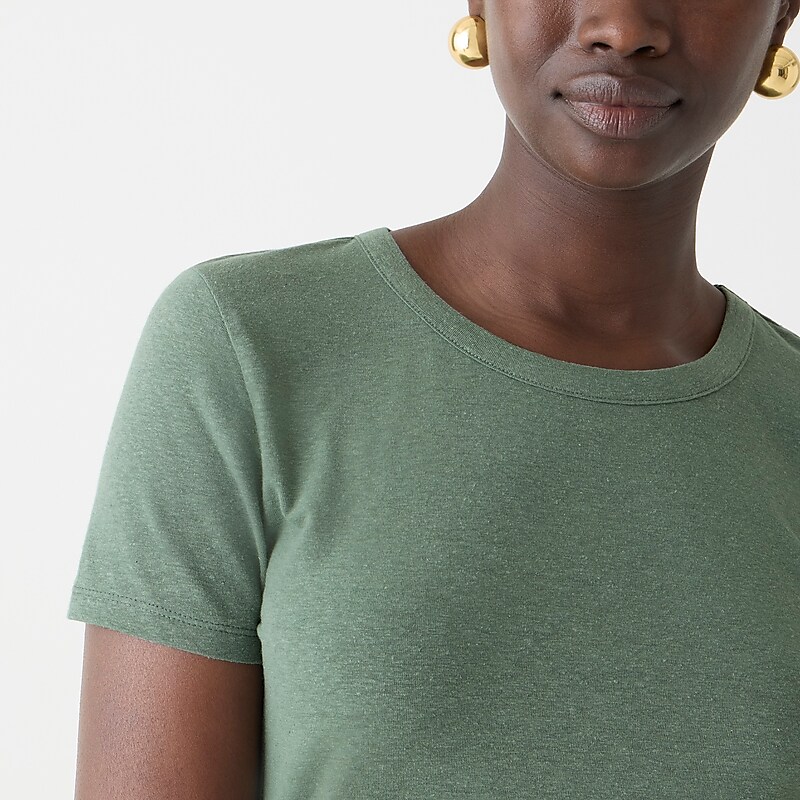 Women's J.Crew Stretch linen-blend crewneck T-shirts Topiary USA RSHBIMJ96