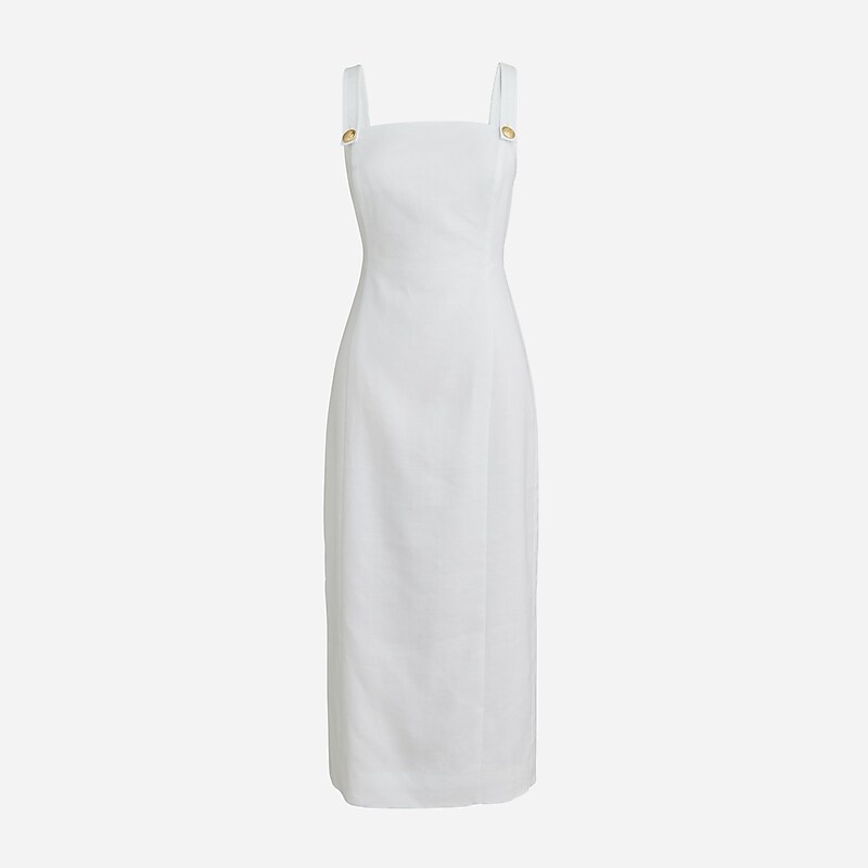 Women\'s J.Crew Stretch linen-blend sheath Dress White USA EYDIGCA80