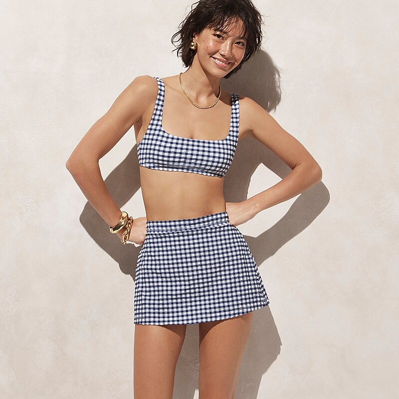 Women's J.Crew Swim gingham Skirts Dark Evening USA YFRSPVL49