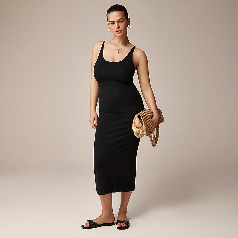 Women\'s J.Crew Tank midi Dress Black USA ZTFBEVJ16