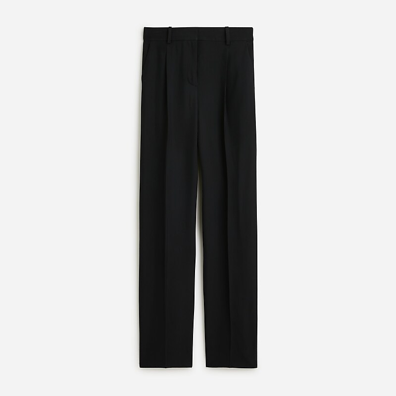 Women\'s J.Crew Tapered essential drapey viscose Pants Black USA XHDJPYS73