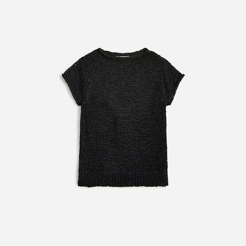 Women\'s J.Crew Textured sweater T-shirts Black USA VLIFWQC61