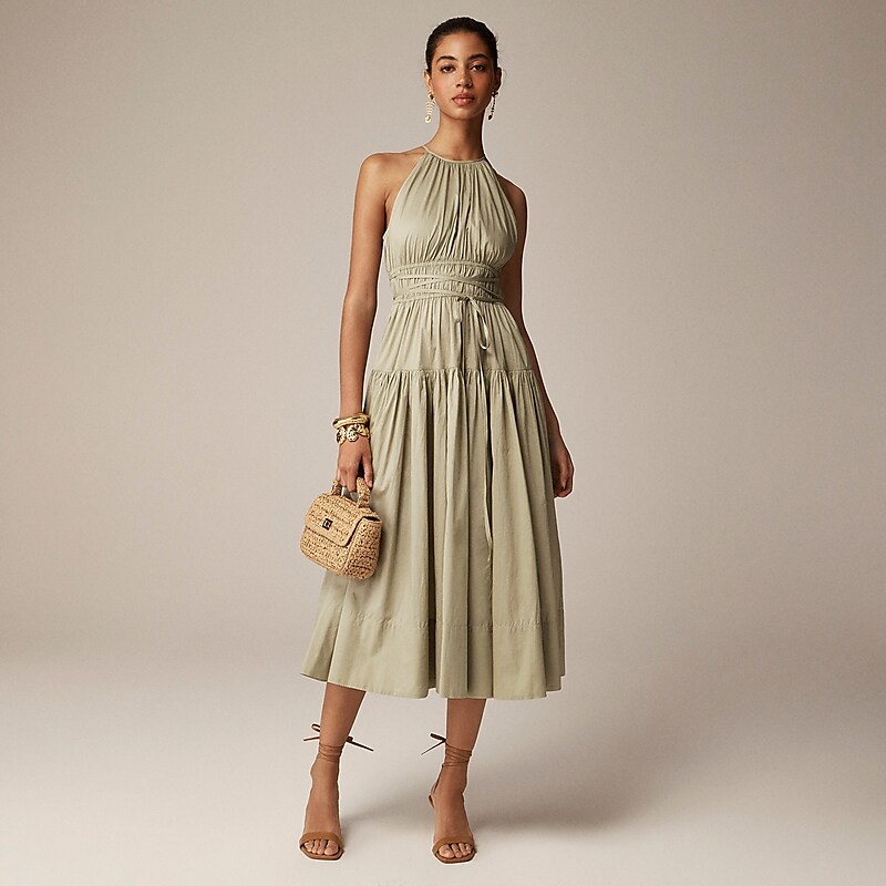 Women\'s J.Crew Tie-waist halter Dress Pale Surplus USA QGNELPB94