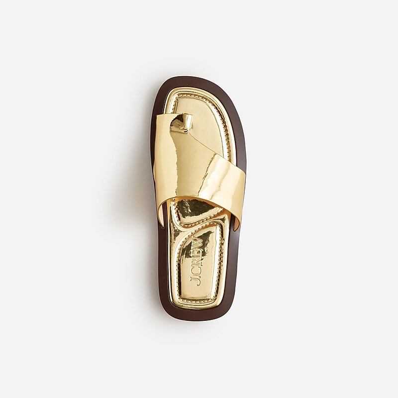 Women's J.Crew Toe-ring slide Sandals Dark Gold USA VDKUOTR95