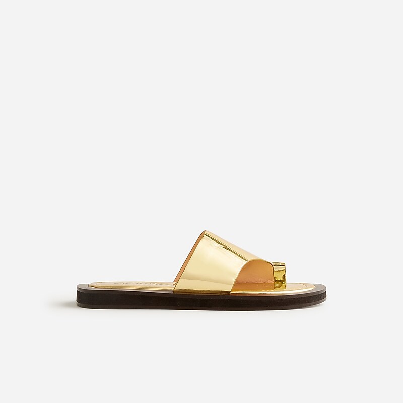 Women's J.Crew Toe-ring slide Sandals Dark Gold USA VDKUOTR95