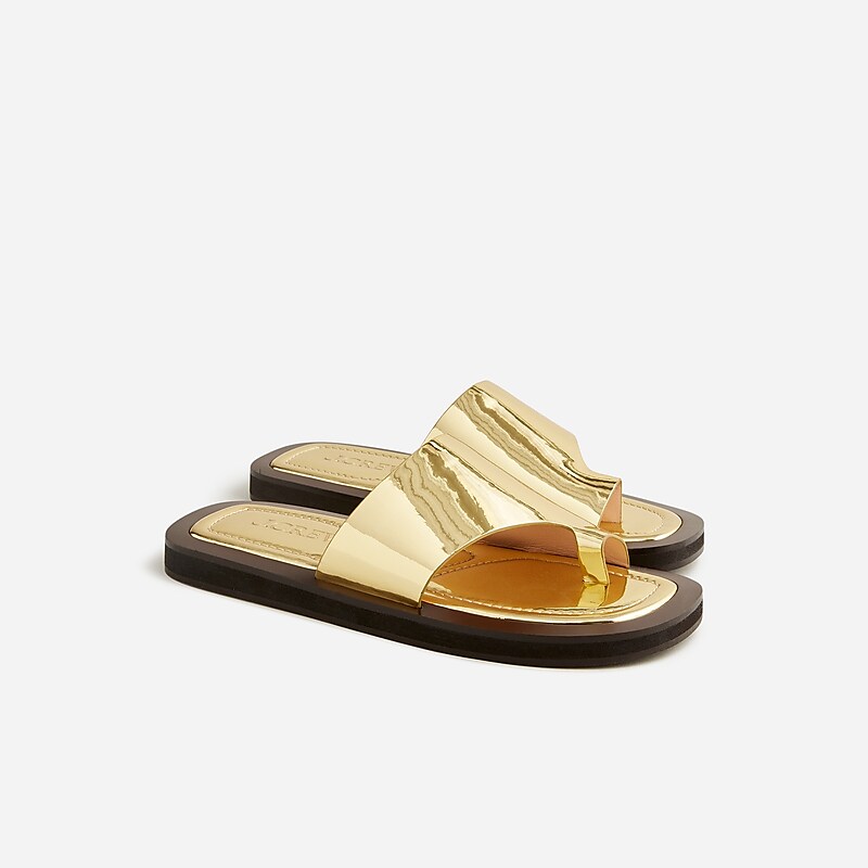 Women\'s J.Crew Toe-ring slide Sandals Dark Gold USA VDKUOTR95