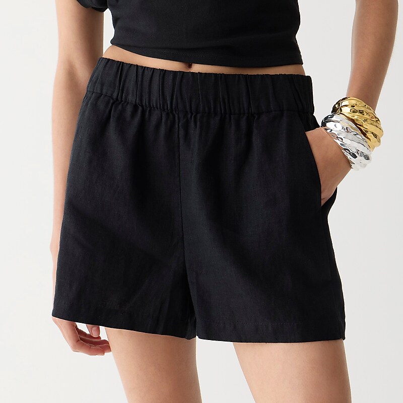 Women's J.Crew Tropez Shorts Black USA NFIPEKA48