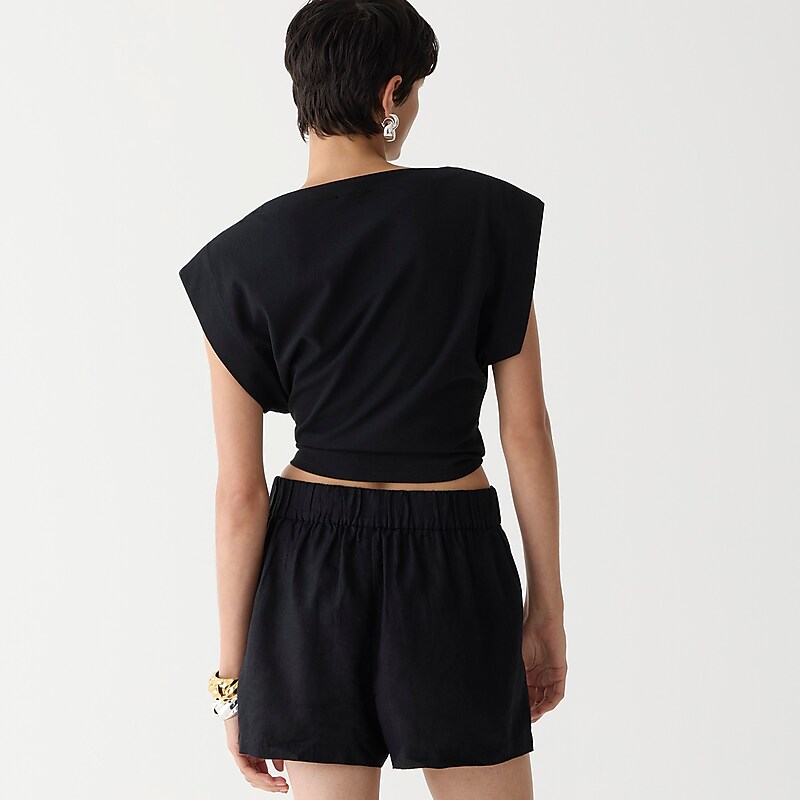 Women's J.Crew Tropez Shorts Black USA NFIPEKA48