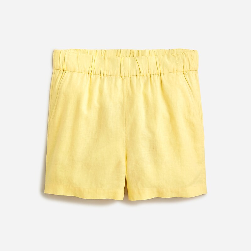 Women\'s J.Crew Tropez striped linen Shorts Fresh Lemon USA NZFPTOV30