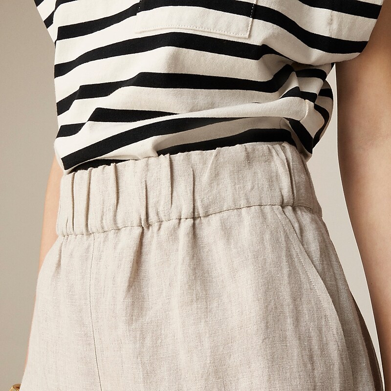 Women's J.Crew Tropez striped linen Shorts Flax USA HUJGEKW27