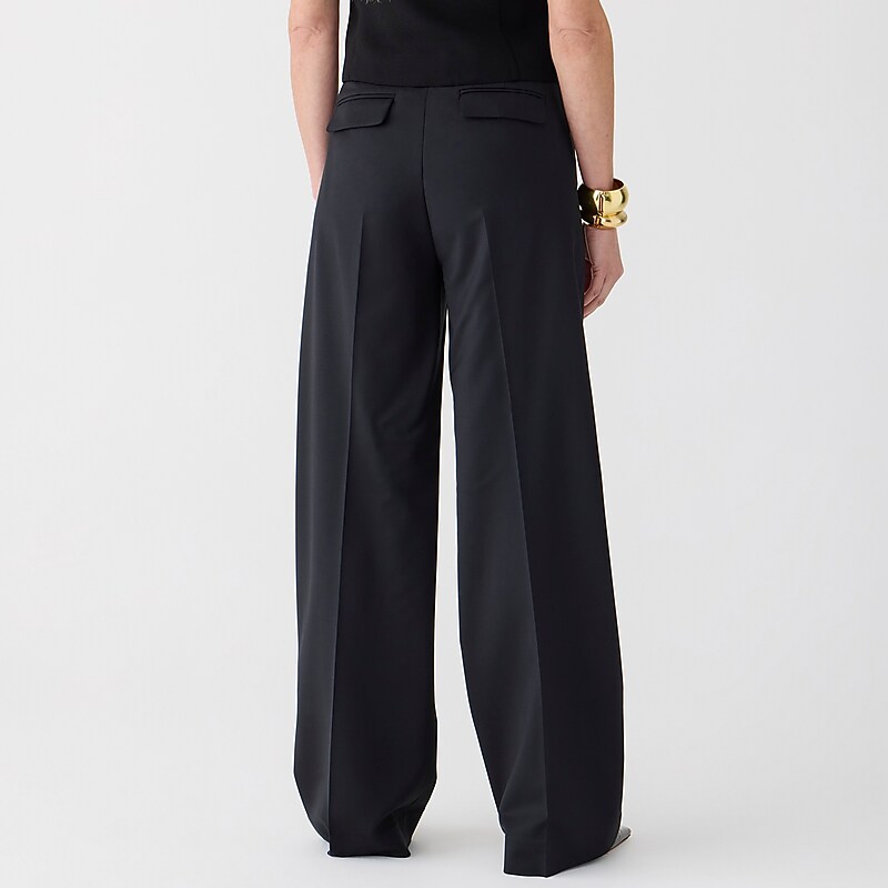 Women's J.Crew Wide-leg essential Pants Black USA QMIAWJK53