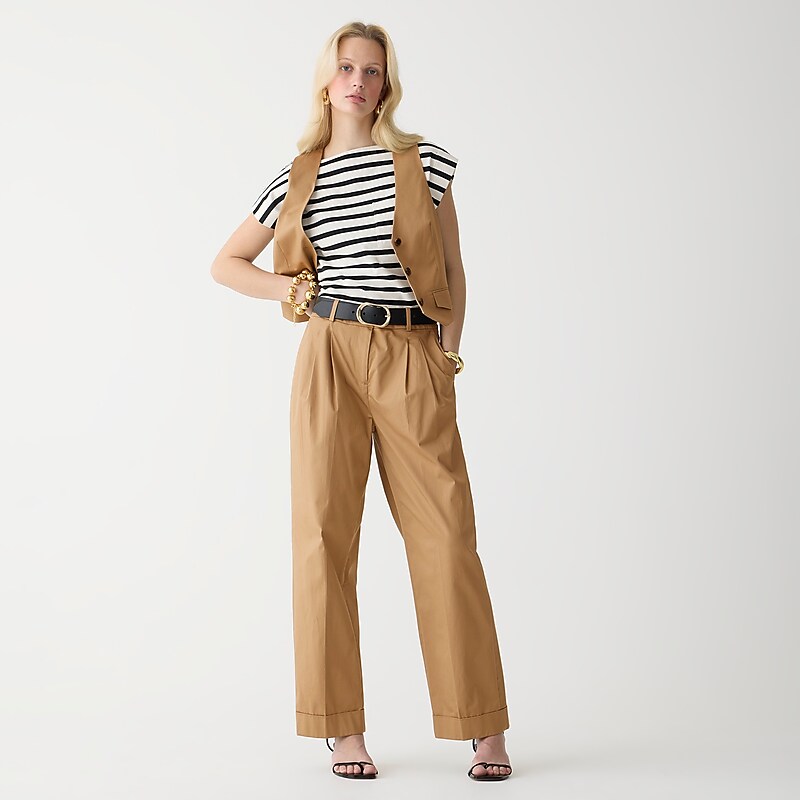 Women\'s J.Crew Wide-leg essential Pants Camel USA XYWPHNF19