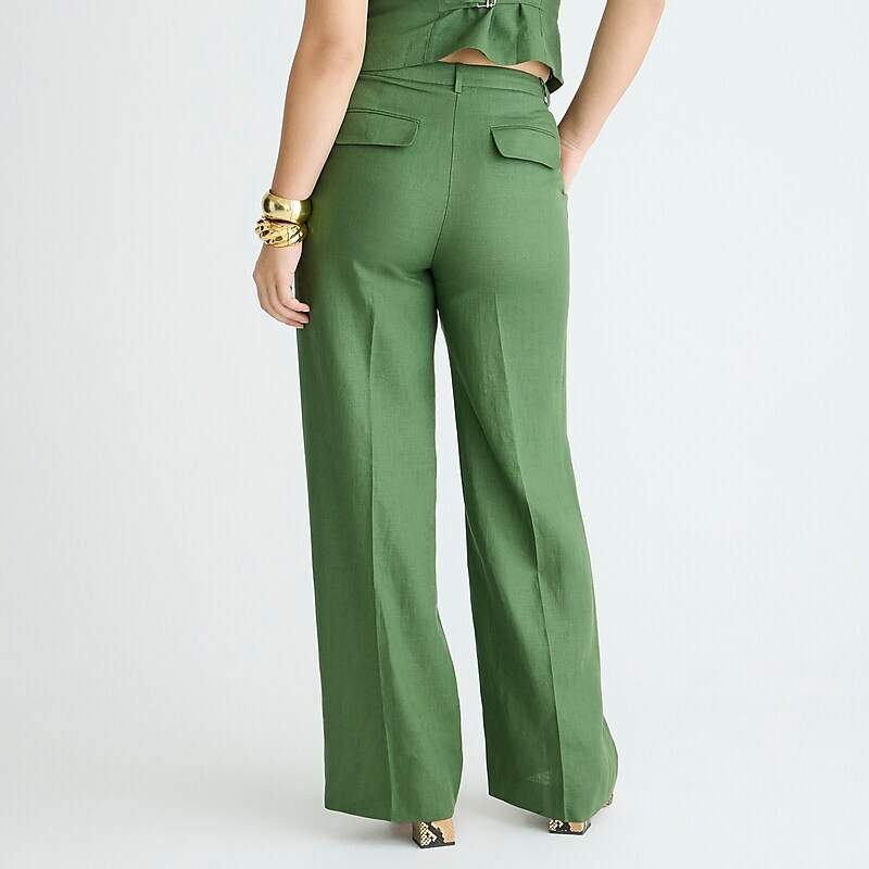 Women's J.Crew Wide-leg essential Pants Green USA VFTNURH32