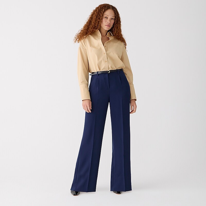 Women\'s J.Crew Wide-leg essential Pants Navy USA JVOSCTG18