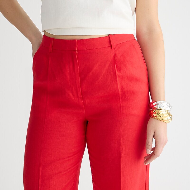 Women's J.Crew Wide-leg essential Pants Red USA BFPRSAO59