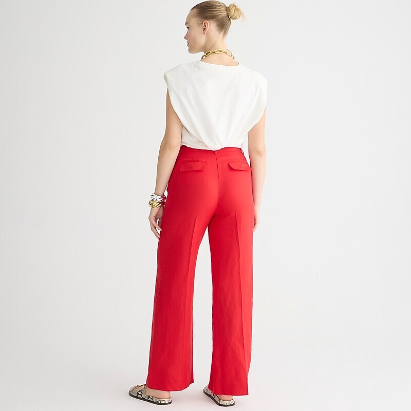 Women's J.Crew Wide-leg essential Pants Red USA BFPRSAO59