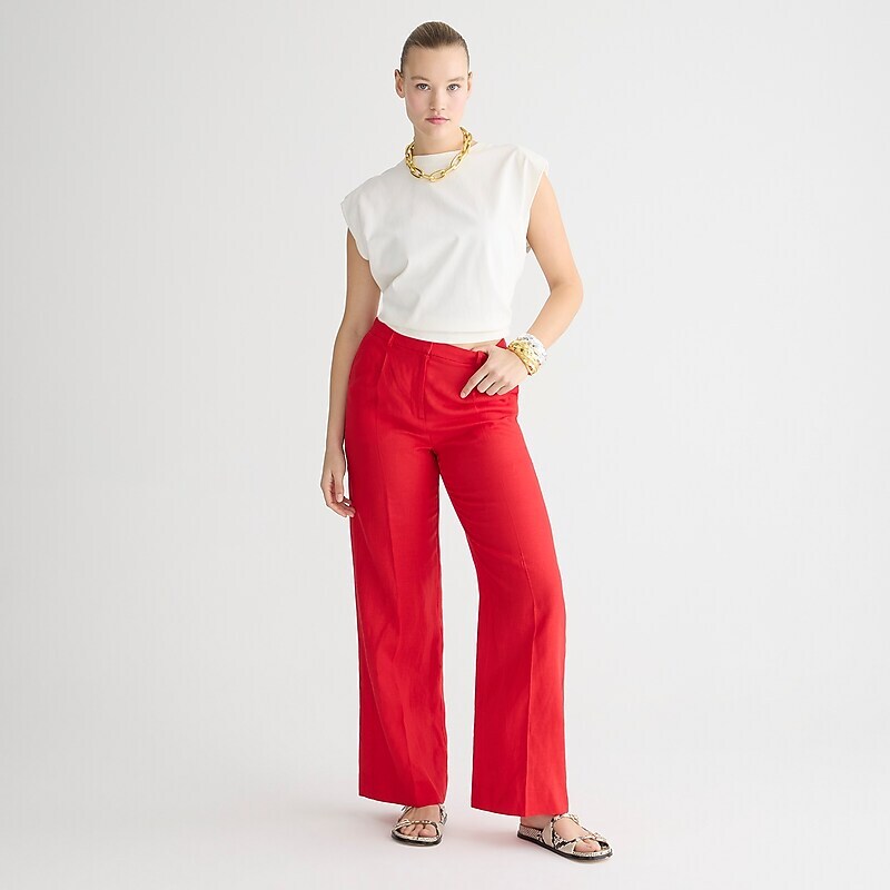 Women\'s J.Crew Wide-leg essential Pants Red USA BFPRSAO59