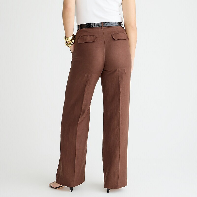 Women's J.Crew Wide-leg essential Pants Roasted Cocoa USA WOIULNP34