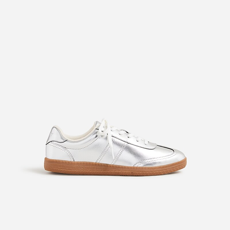 Women's J.Crew field Sneakers Metallic Silver USA INRUKDH09