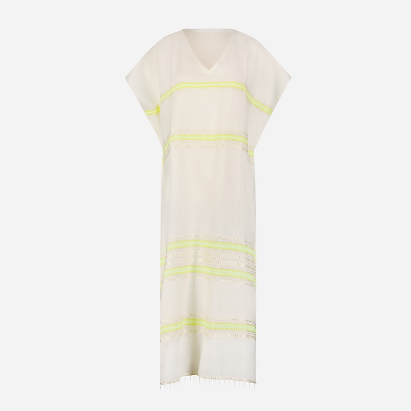 Women\'s J.Crew lemlem Dalila V-neck caftan Dress Light Yellow USA OVWAYLF15