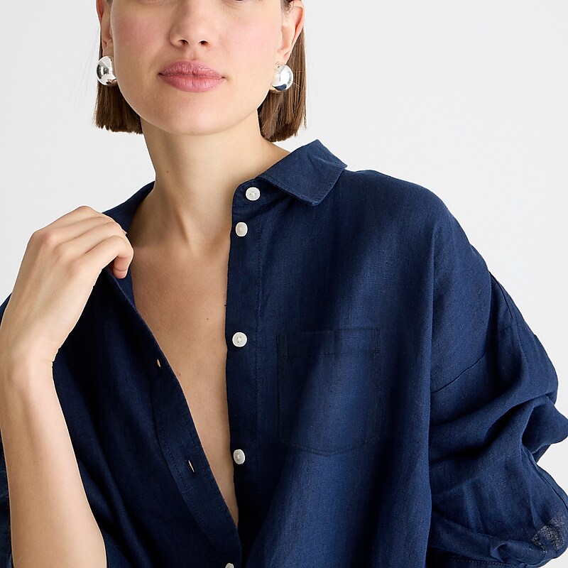 Women's J.Crew Étienne oversized Shirts Navy USA XESLWBK35