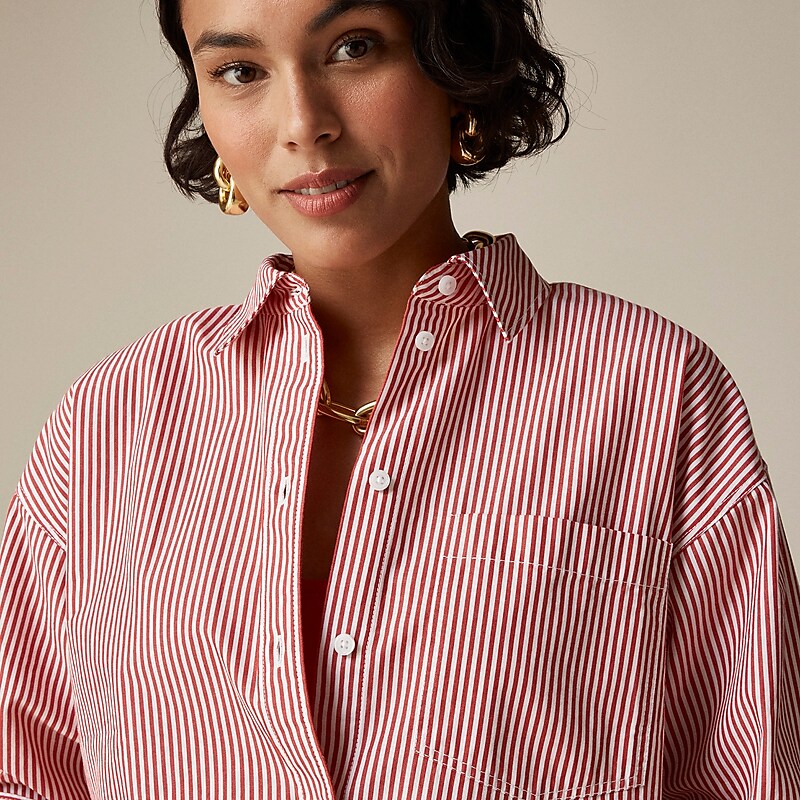 Women's J.Crew Étienne oversized Shirts Vintage Red Stripe USA OKVYWMP02